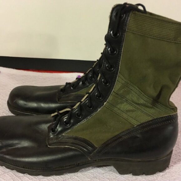 1960s H/W sz13XN BATA VIETNAM SPIKE PROTECTIVE GREEN JUNGLE COMBAT BOOTS SI 589